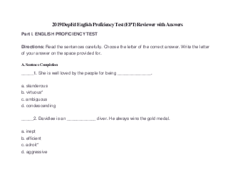 DepEd English Proficiency Test 2019