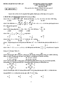 Đề học sinh năng khiếu Toán 8 năm 2022 – 2023 phòng GD&ĐT Yên Lập – Phú Thọ