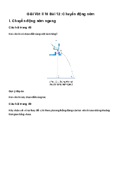 Giải Vật lí 10 Bài 12: Chuyển động ném | Kết Nối Tri Thức