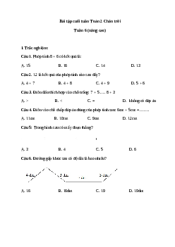 Đề kiểm tra cuối tuần Toán lớp 2 | Chân trời - Tuần 6 (nâng cao)