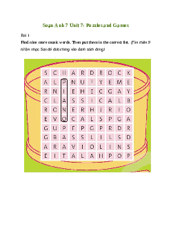 Giải Tiếng Anh 7 Unit 7: Puzzles and Games | Friends Plus