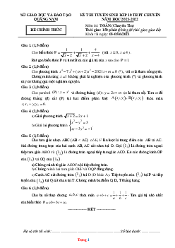 Đề thi tuyển sinh toán 10 chuyên tin Quảng Nam 2021-2022 (có đáp án và lời giải chi tiết)