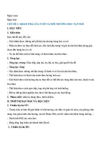 Giáo án Hoạt động trải nghiệm hướng nghiệp 6 sách Chân trời sáng tạo (Cả năm)