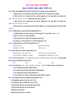TOP 160 câu trắc nghiệm Đại cương về hóa học hữu cơ (có đáp án )