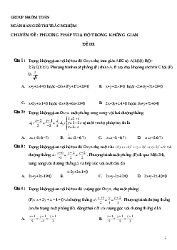 650 câu hỏi trắc nghiệm chuyên đề phương pháp tọa độ trong không gian – Nhóm Toán 12
