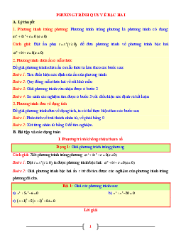 Tài liệu Toán 9 chủ đề phương trình quy về phương trình bậc hai