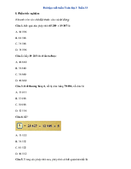 Phiếu bài tập cuối tuần Toán lớp 3 - Tuần 33 ( cơ bản ) |  Cánh Diều