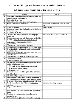 Notes tuyển tập 20 năm OLYMPIC 30 tháng 4 lớp 10 đề thi chính thức từ năm 1998-2013