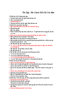 Đề cương ôn tập môn Tài chính tiền tệ căn bản ( có đáp án) | Đại học Thăng Long