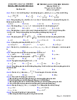Đề KSCL lần 3 Toán 11 năm 2020 – 2021 trường THPT Nguyễn Viết Xuân – Vĩnh Phúc