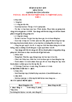 Giáo án Toán 2 | Ôn tập học kì phép cộng trừ  sách Chân trời sáng tạo (cả năm) | Tuần 34 Tiết 2