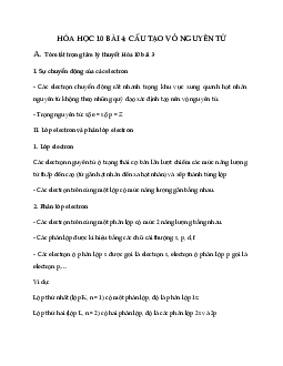 Hóa học 10 Bài 4: Cấu tạo vỏ nguyên tử