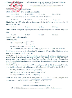 Đề minh họa vào lớp 10 môn Toán năm 2020 – 2021 sở GD&ĐT Vĩnh Phúc