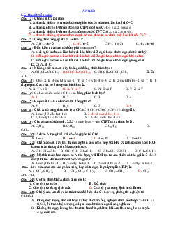 Các dạng bài tập trắc nghiệm về Hiđrocacbon không no (có đáp án)