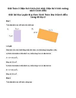 Diện tích hình chữ nhật. Diện tích hình vuông: Giải bài tập Luyện tập, thực hành Toán lớp 3 Cánh diều trang 89 tập 2