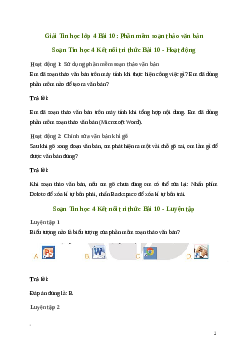 Giải Tin học lớp 4 Bài 10: Phần mềm soạn thảo văn bản | Kết nối tri thức