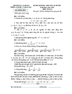 Đề HSG cấp huyện Toán 8 năm 2022 – 2023 phòng GD&ĐT An Dương – Hải Phòng