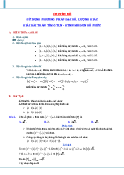 Sử dụng phương pháp đại số, lượng giác giải bài toán tìm GTLN – GTNN môđun số phức Toán 12