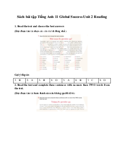 Giải Unit 2 Reading | Sách bài tập Tiếng Anh 11 Global Success