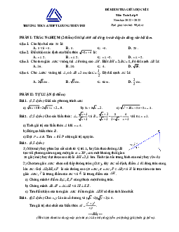 Đề giữa học kì 1 Toán 9 năm 2022 – 2023 trường Lương Thế Vinh – Hà Nội