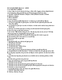 Câu hỏi trắc nghiệm ôn tập học phần Triết học Mac-Lênin