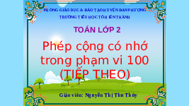 Giáo án điện tử Toán 2 Chương 2 Cánh diều: Phép cộng (có nhớ) trong phạm vi 100 (tiếp theo)