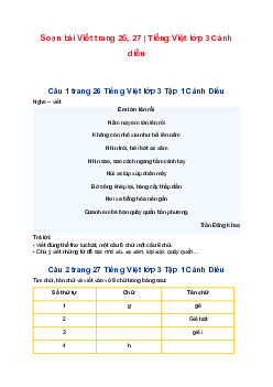 Soạn bài Viết trang 26, 27 | Tiếng Việt lớp 3 Cánh diều