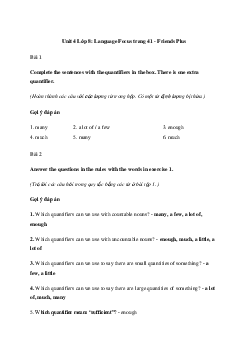 Giải Tiếng Anh 8 Unit 4: Language Focus | Friends Plus