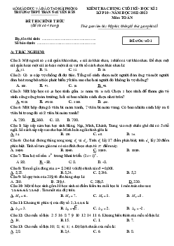 Đề cuối kỳ 2 Toán 10 năm 2022 – 2023 trường THPT Trần Nguyên Hãn – Hải Phòng