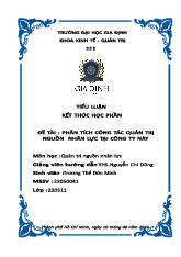 Tiểu luận: Phân tích công tác quản trị nguồn nhân lực | Môn Quản trị nguồn nhân lực - Đại học Gia Định