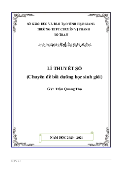 Lí thuyết số (chuyên đề bồi dưỡng học sinh giỏi Toán THPT) – Trần Quang Thọ