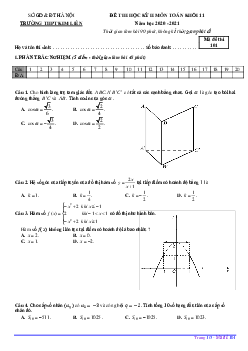 Đề thi học kỳ 2 Toán 11 năm 2020 – 2021 trường THPT Kim Liên – Hà Nội