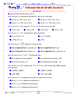 Phân dạng toán ôn tập kiểm tra học kỳ 1 Toán 12