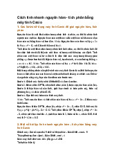 Cách tính nhanh nguyên hàm - tích phân bằng máy tính Casio