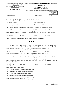 Khảo sát kiến thức thi THPT Quốc gia lần 1 năm 2017 – 2018 Toán 10 trường Triệu Sơn 3 – Thanh Hóa