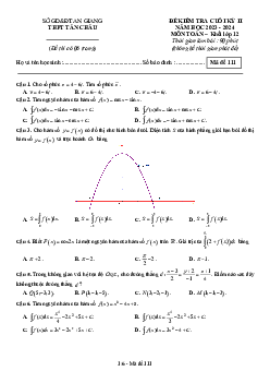 Đề cuối kỳ 2 Toán 12 năm 2023 – 2024 trường THPT Tân Châu – An Giang