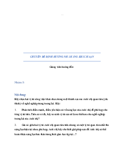 Chuyên đề định hướng nhà hàng-khách sạn | Quản trị kinh doanh | Trường đại học Nha Trang