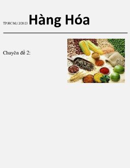 Chuyên đề 2: hàng lương thực
