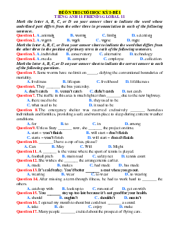 Đề kiểm tra học kỳ 1 Tiếng Anh 11 friends global -Đề 1