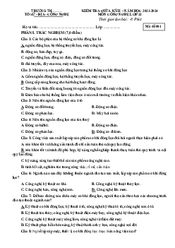 Đề thi giữa học kì 2 môn Công nghệ 11 năm 2023 - 2024 sách Cánh diều | đề 1
