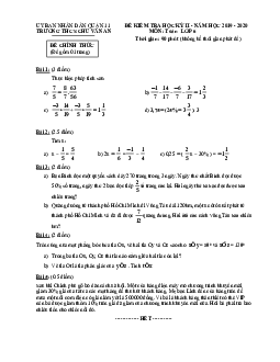 Đề thi HK2 Toán 6 năm 2019 – 2020 trường THCS Chu Văn An – TP HCM