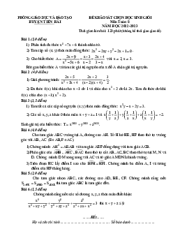 Đề học sinh giỏi Toán 8 năm 2022 – 2023 phòng GD&ĐT Tiền Hải – Thái Bình