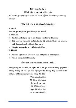 Văn mẫu lớp 6: Viết bài văn kể về một kỉ niệm của bản thân