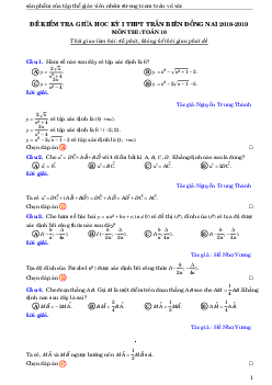 Đề kiểm tra giữa học kỳ 1 Toán 10 năm 2018 – 2019 trường THPT Trấn Biên – Đồng Nai
