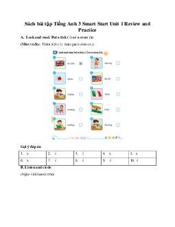 Sách bài tập Tiếng Anh 3 Smart Start Unit 1 Review and Practice