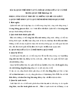 Sinh học 12 bài 36: Quần thể sinh vật và mối quan hệ giữa các cá thể trong quần thể