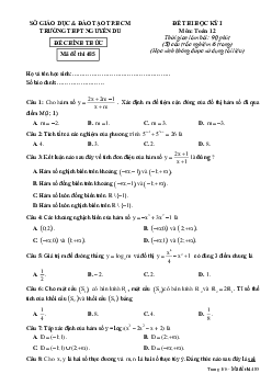 Đề thi HK1 Toán 12 năm học 2016 – 2017 trường THPT Nguyễn Du – TP.HCM
