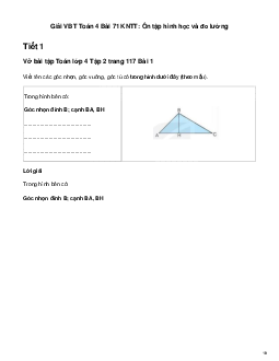 Vở bài tập Toán lớp 4 Bài 71: Ôn tập hình học và đo lường Kết nối tri thức