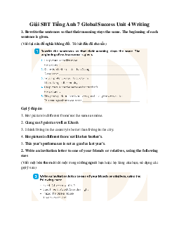 Giải SBT Tiếng Anh 7 Global Success Unit 4 Writing