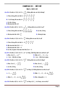 Bài tập trắc nghiệm chương dãy số môn Toán lớp 11 (có đáp án)